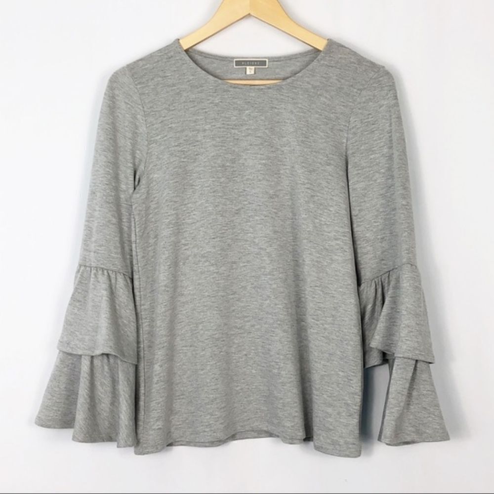 NWT Heather Gray Ruffle Sleeve Top